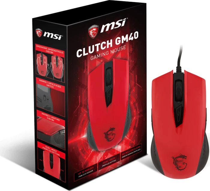 MSI Clutch GM40 Gaming Mouse rot, USB