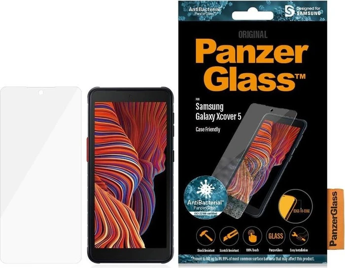 PanzerGlass Edge-to-Edge Case Friendly AntiBacterial für Samsung Galaxy Xcover 5 schwarz