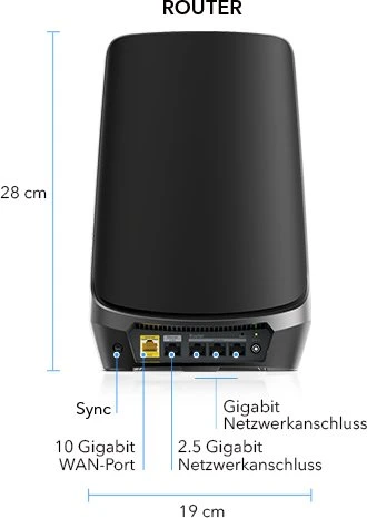 Netgear Orbi Wi-Fi 6E, 960 Serie RBKE963B, AXE11000, schwarz, Router und 2x Repeater Set, 3er-Bundle