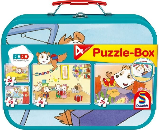 Schmidt Spiele Bobo Siebenschläfer Puzzle-Box im Metallkoffer (55892)