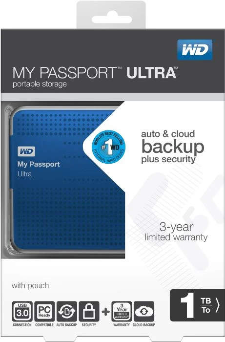 Western Digital WD My Passport Ultra blau 1TB, USB 3.0 Micro-B