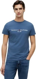 Tommy Hilfiger Logo-Stickerei Slim Fit T-Shirt kurzarm aegean sea (Herren)