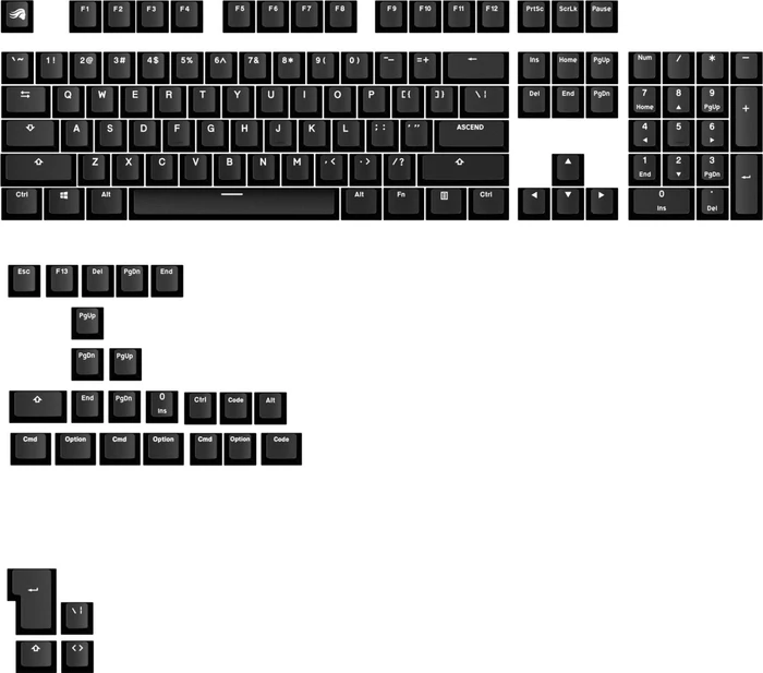 Glorious GPBT Basics Keycaps, ANSI-US