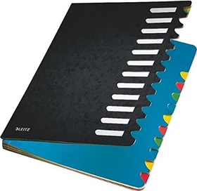 Leitz Pultordner mit Farbregister, 12 Fächer, A4, schwarz