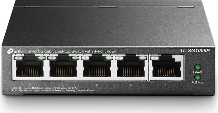 TP-LINK TL-SG1005P Desktop Gigabit Switch, 5x RJ-45, PoE 65W Image