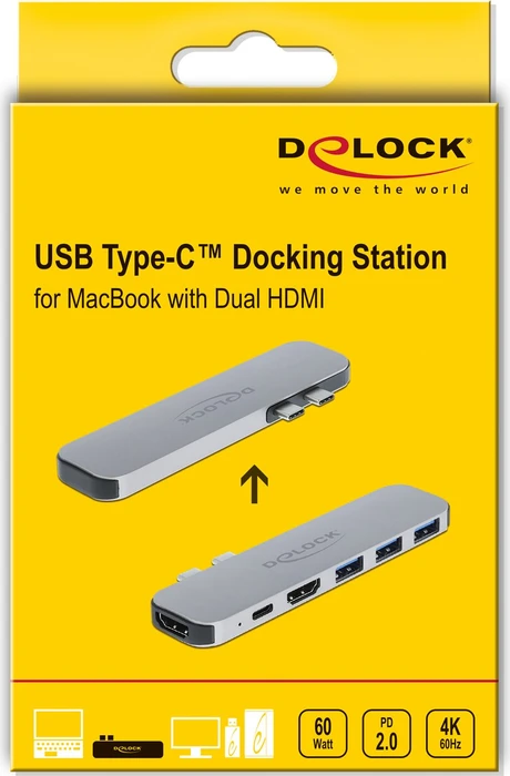 DeLOCK Dockingstation für MacBook Dual HDMI, 2x Thunderbolt 3 [Stecker]