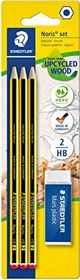Staedtler Noris 120 Bleistift HB graphit, schwarz/gelb, Radierer, 2er-Pack
