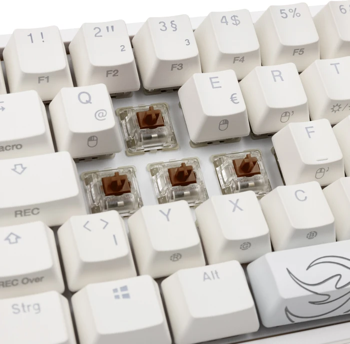 Ducky One 2 Pro Mini, PBT, weiß, LEDs RGB, MX RGB BROWN, USB, DE