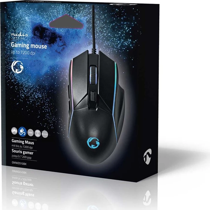 Nedis Gaming Mouse 7200dpi, schwarz, USB