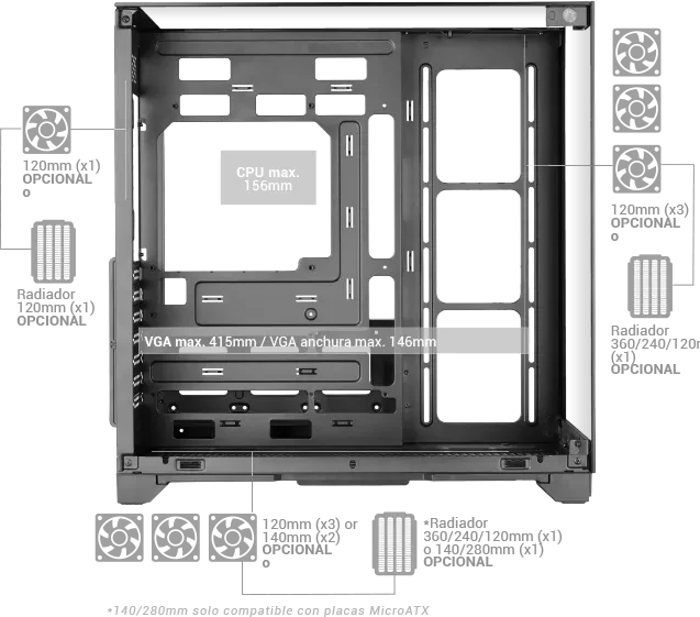 Mars Gaming MC-VISION White, Glasfenster
