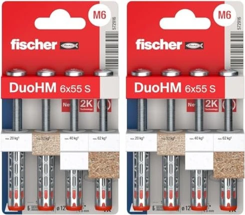 fischer DuoHM 6x55 S PH TX K (4) Schrauben/Dübel-Sortiment, 4 Stück