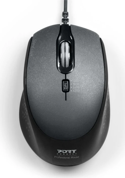 Port Designs Wired Silent Pro Mouse schwarz, USB