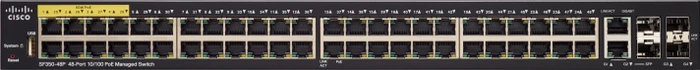 Cisco SF350 Rackmount Managed Switch, 48x RJ-45, 2x SFP, 2x RJ-45/SFP, 382W UPoE