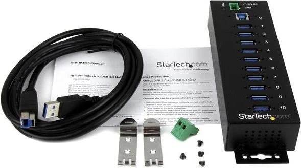 StarTech Industrial Railmount USB-Hub, 10x USB-A 3.0, USB-B 3.0 [Buchse]