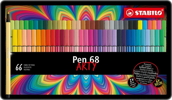 STABILO Pen 68 Arty sortiert, 66er-Set, Metalletui
