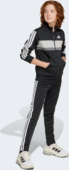 adidas Seasonal Essentials Tiberio 3-Streifen Tricot Trainingsanzug black/white/grey two (Junior)