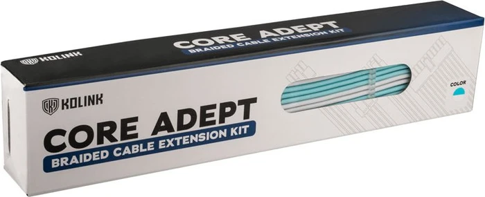 Kolink Core Adept Braided Cable Extension Kit, Brilliant White/Powder Blue
