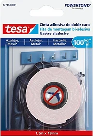tesa Powerbond Ultra Strong Montageband Fliesen & Metall transparent, Klebeband, 19mm/1.5m, 1 Stück
