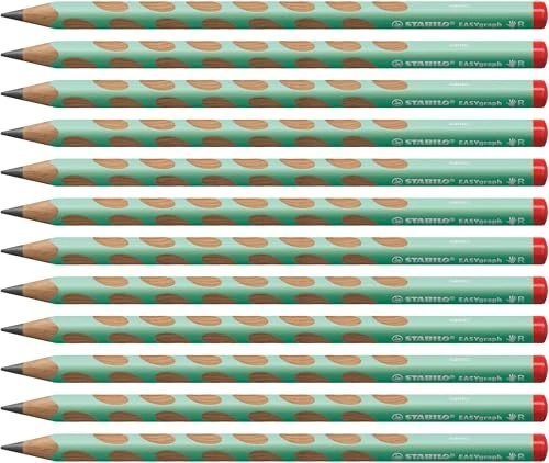 STABILO EASYgraph Pastel Bleistift HB graphit, Pastell Grün, Rechtshänder, 12er-Pack