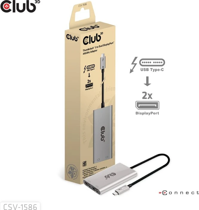 Club 3D Thunderbolt 3 auf Dual DisplayPort Adapter, Thunderbolt 3 [Stecker]