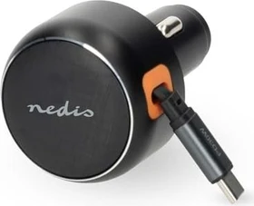 Nedis Auto-Ladegerät 30W aufrollbares USB-C-Kabel schwarz