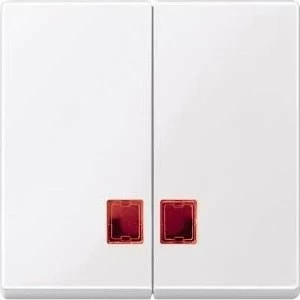 Merten System M Doppelwippe rotem Symbolfenster Thermoplast brillant, aktivweiß