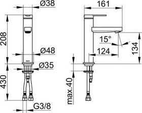 Keuco IXMO 59501 Einhebel-Waschtischmischer 130 IXMO Flat edelstahl-finish