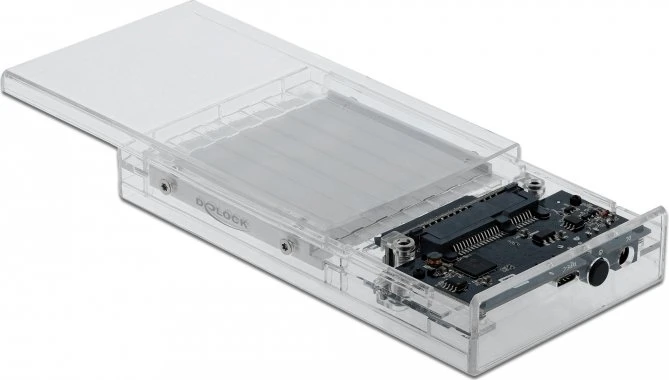 DeLOCK External Enclosure, transparent, 9.5mm, 2.5", USB-C 3.0