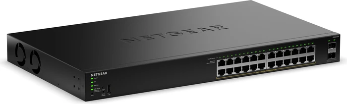 Netgear S350 Desktop Gigabit Smart Switch, 24x RJ-45, 2x SFP, 190W PoE+