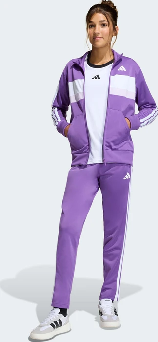 adidas Seasonal Essentials Tiberio 3-Streifen Tricot Trainingsanzug active purple/white (Junior)