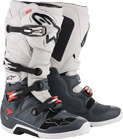 Alpinestars Tech 7 Motorradstiefel grau/rot