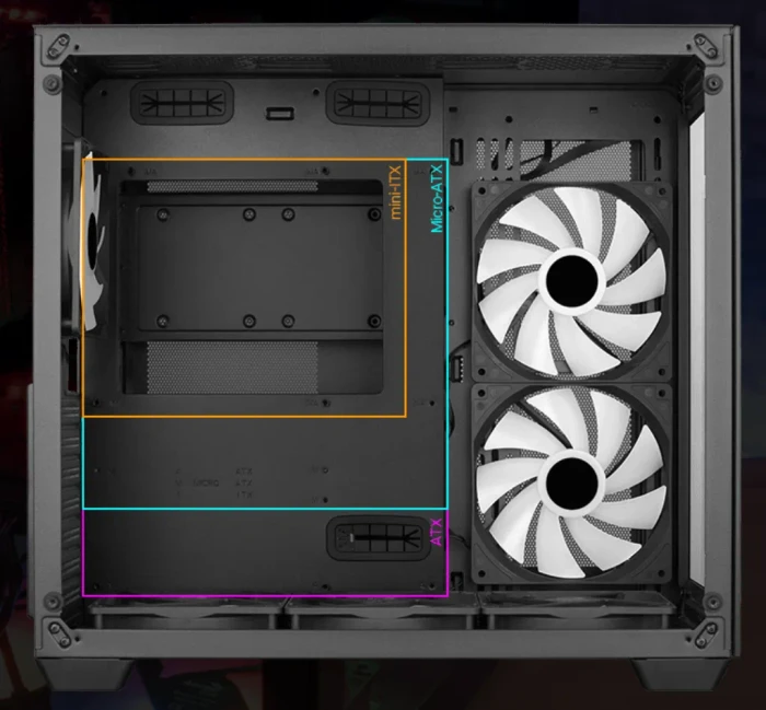 AeroCool Dryft [V1], Lüfter LED Fixed RGB, Glasfenster