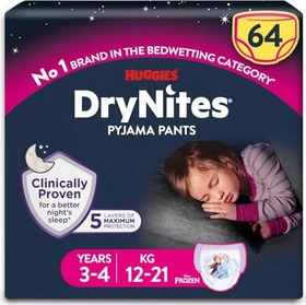 Huggies DryNite Girls Einwegwindel, 36M-4J, 12-21kg, 64 Stück (4x 16 Stück)