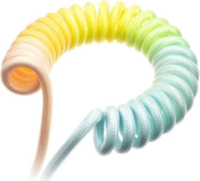 Ducky Premicord Spiralkabel USB-C auf USB-A, Tastaturkabel (Spiral-Textilkabel), 1.8m, Gradient Color Cotton Candy