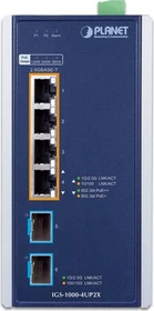Planet IGS-1000 Industrial Railmount 2.5G Switch, 4x RJ-45, 2x SFP+, 360W PoE++ (IGS-1000-4UP2X)