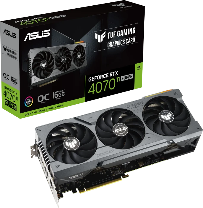 ASUS TUF Gaming GeForce RTX 4070 Ti SUPER OC, TUF-RTX4070TIS-O16G-GAMING, 16GB GDDR6X, 2x HDMI, 3x DP