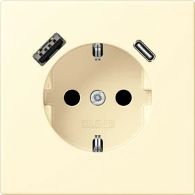 Jung Serie LS SCHUKO-Steckdose mit USB-Ladegerät Safety+, blanc