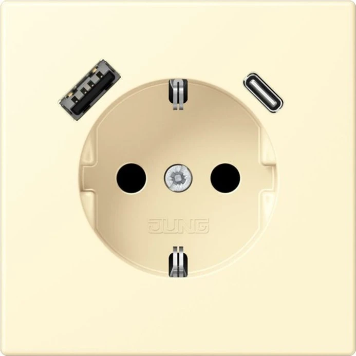 Jung Serie LS SCHUKO-Steckdose mit USB-Ladegerät Safety+, blanc