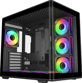 Cooler Master Elite 600 Black, schwarz, inkl. 7x Lüfter, Glasfenster