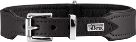 Hunter Basic Hundehalsband, beschichtetes Spaltleder, Kunstleder, schlicht, robust, 37 XS-S, schwarz