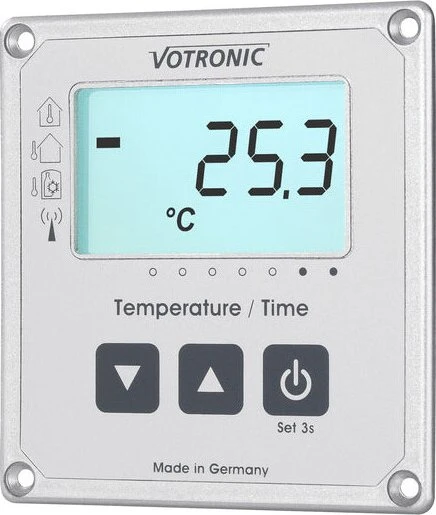 Votronic LCD-Thermometer Uhr S silber, digital (1253)