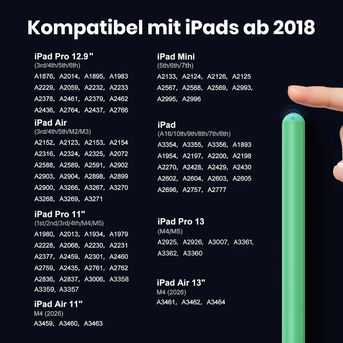 Kingone Stylus Pen Stift für iPad 2018-2026, grün, USB-C