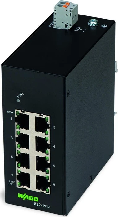 Wago Eco 852 Industrial Railmount Gigabit Switch, 8x RJ-45