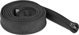 DeLOCK Geflechtschlauch mit Reißverschluss, hitzebeständig, 30mm, 2m, schwarz