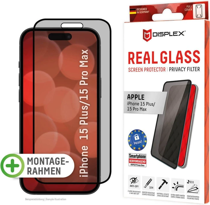 Displex Real Glass Full Cover Privacy für Apple iPhone 15 Pro Max