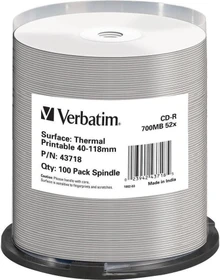 Verbatim DataLifePlus CD-R 80min/700MB, 52x, 100er Spindel, thermal printable