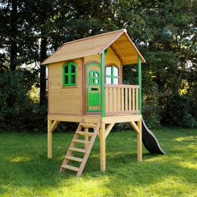 Axi Spielhaus Laura braun/grün mit Rutsche grau