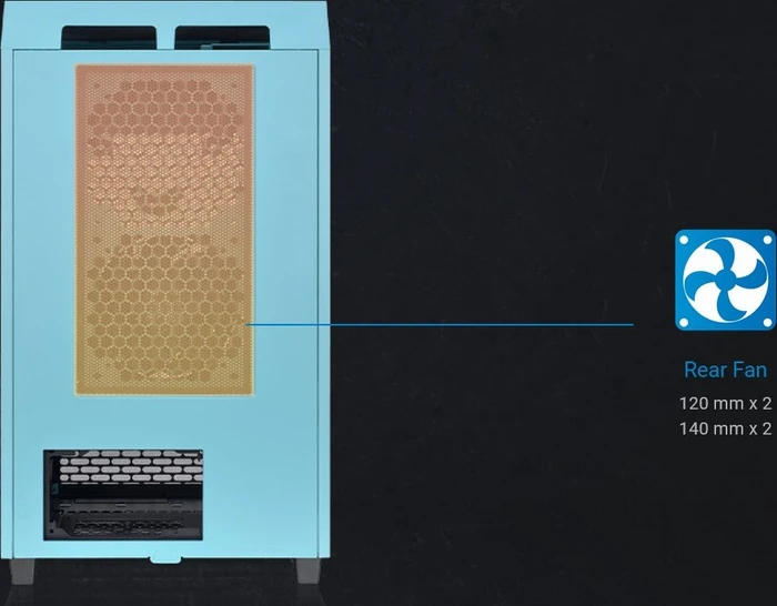 Thermaltake The Tower 200 Turquoise, türkis, Glasfenster, Mini-ITX