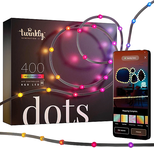 Twinkly Dots Lichterkette schwarz LED 400x RGBW