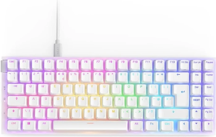 NZXT Function 2 MiniTKL, matt weiß, LEDs RGB, hot-swap, Swift Optical PURPLE, USB, UK